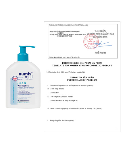 Hình Ảnh Numis Med Face & Body Wash pH 5.5 - Sữa Rửa Mặt & Tắm Toàn Thân (Refill - 500ml), Tùy Chọn: Refill (500ml), 2 hình ảnh - sieuthilamdep.com