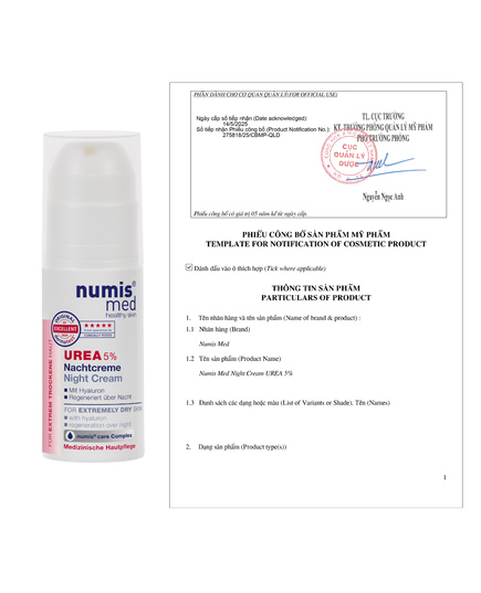 Hình Ảnh Numis Med Night Cream Urea 5% - Kem Dưỡng Da Ban Đêm, 2 hình ảnh - sieuthilamdep.com