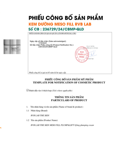 Hình Ảnh RVB LAB Meso Fill Plump & Lift Lifting Plumping Cream - Kem Dưỡng Làm Đầy Và Nâng Cơ, 4 hình ảnh - sieuthilamdep.com