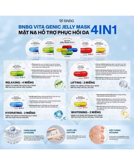 Hình Ảnh Banobagi Vita Genic Jelly Mask 4-in-1 - Combo Mặt Nạ Dưỡng Da BNBG Mix 4 Màu, 2 hình ảnh - sieuthilamdep.com