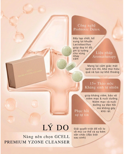Hình Ảnh Gcell Premium Yzone Cleanser - Viên Đặt Se Khít Vùng Kín (15 Viên), Tùy Chọn: Mẫu Mới 15 Viên, 6 hình ảnh - sieuthilamdep.com