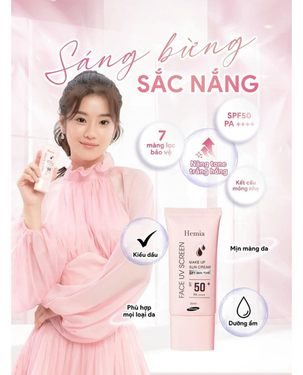 Hình Ảnh Hemia Face Uv Screen Make Up Sun Cream SPF50+ PA++++ Kem Chống Nắng (Combo 2 Hộp), 3 hình ảnh - sieuthilamdep.com