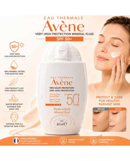 Hình Ảnh Avène Very High Protection Mineral Fluid SPF50+ Kem Chống Nắng Vật Lý, 2 hình ảnh - sieuthilamdep.com
