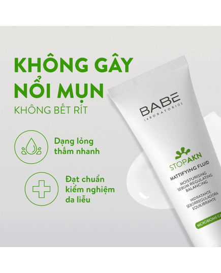 Hình Ảnh Babe Stop AKN Mattifying Fluid Kem Dưỡng Kiềm Dầu, Giảm Mụn, 3 hình ảnh - sieuthilamdep.com
