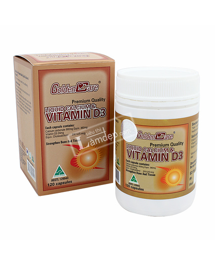 Hình Ảnh Viên Uống Bổ Sung Canxi Và Vitamin D3 Golden Care Liquid Calcium & Vitamin D3 120 Viên - sieuthilamdep.com