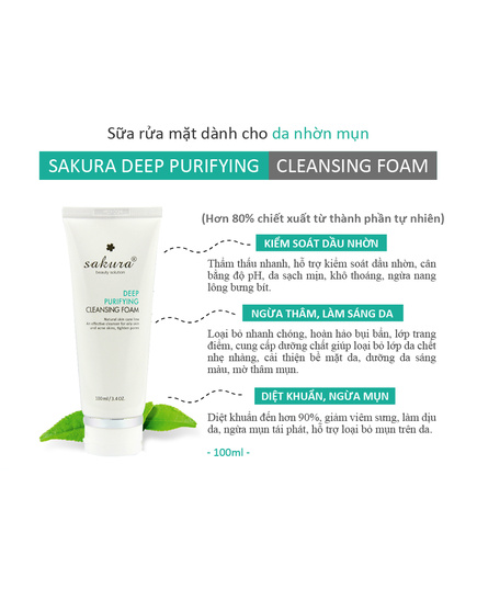Hình Ảnh Bộ Đôi Trị Mụn Hiệu Quả Tận Gốc Acne Clearing Cream & Deep Purifying Cleansing Foam Sakura, 3 hình ảnh - sieuthilamdep.com