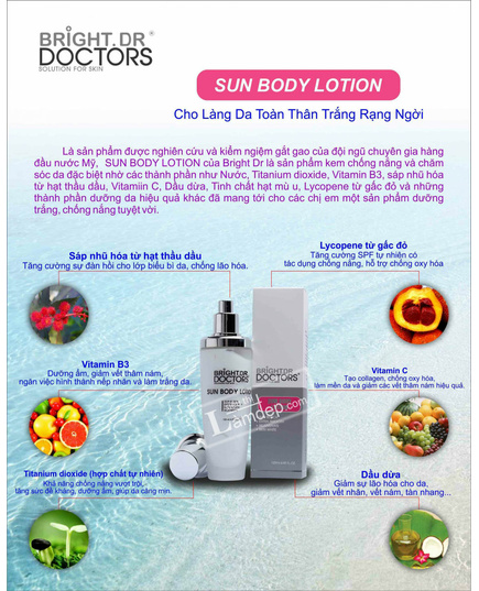 Hình Ảnh Kem Chống Nắng Trang Điểm Trắng Da Toàn Thân Sun Body Lotion Bright Doctors, 2 hình ảnh - sieuthilamdep.com