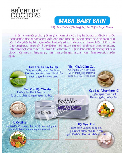 Hình Ảnh Mặt Nạ Làm Trắng Da Mặt Mask Baby Skin Bright Doctors, 3 hình ảnh - sieuthilamdep.com Hình Ảnh Mặt Nạ Làm Trắng Da Mặt Mask Baby Skin Bright Doctors, 3 hình ảnh - sieuthilamdep.com