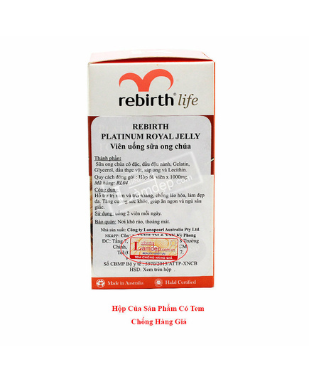 Hình Ảnh Sữa Ong Chúa Rebirth Life Platinum Royal Jelly 1000mg, 3 hình ảnh - sieuthilamdep.com